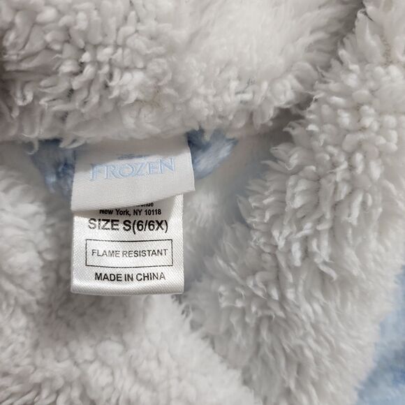 Girls Disney Frozen 2 Elsa Blue & White Plush Soft Fleece Pajamas Robe Size 6/6x - Picture 4 of 7
